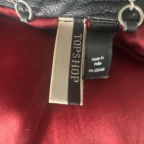 Topshop Black Dolly Real Leather Biker Jacket Motorcycle Moto Zip Up Size 6 S - Picture 8 of 10